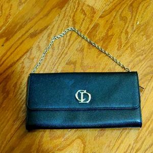 Christian Dior black leather clutch
